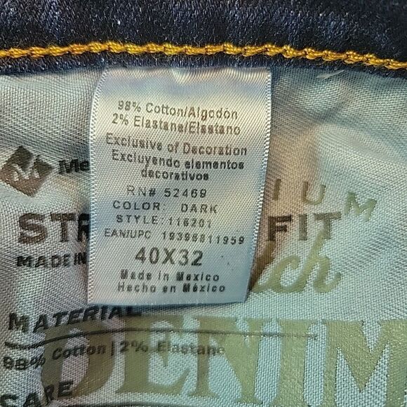 Member's Mark NWT Mens Jeans Size 40x32 Straight Fit Stretch Denim Spot on Leg - Picture 9 of 13